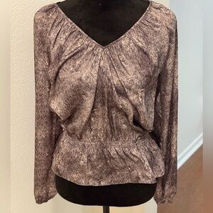 Michael by Michael Kors Peplum Grey Multi Print Off The Shoulder Blouse